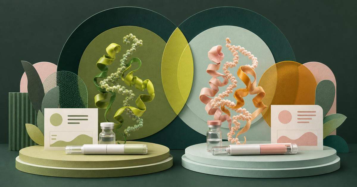 Two peptide structures presented on equal platforms for a neutral product comparison.